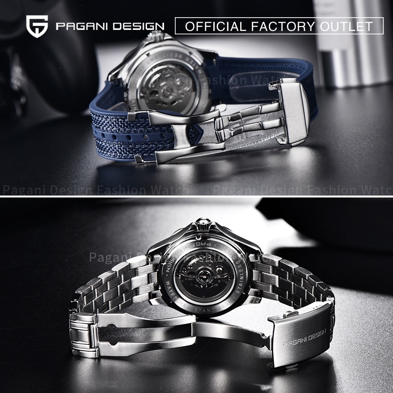 100 Original Pagani Design 42mm Mens Stainless Steel Watch Strap Automatic Watch for Men Water Proof Luminous Calendar Mechanical Wrist Watch Watch