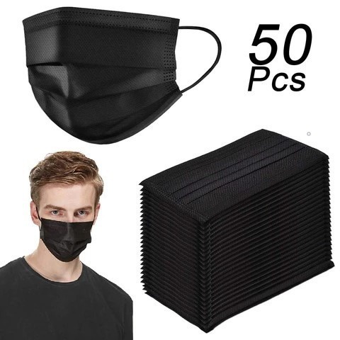 【Ready stock】3layers full black Disposable face mask | Shopee Singapore