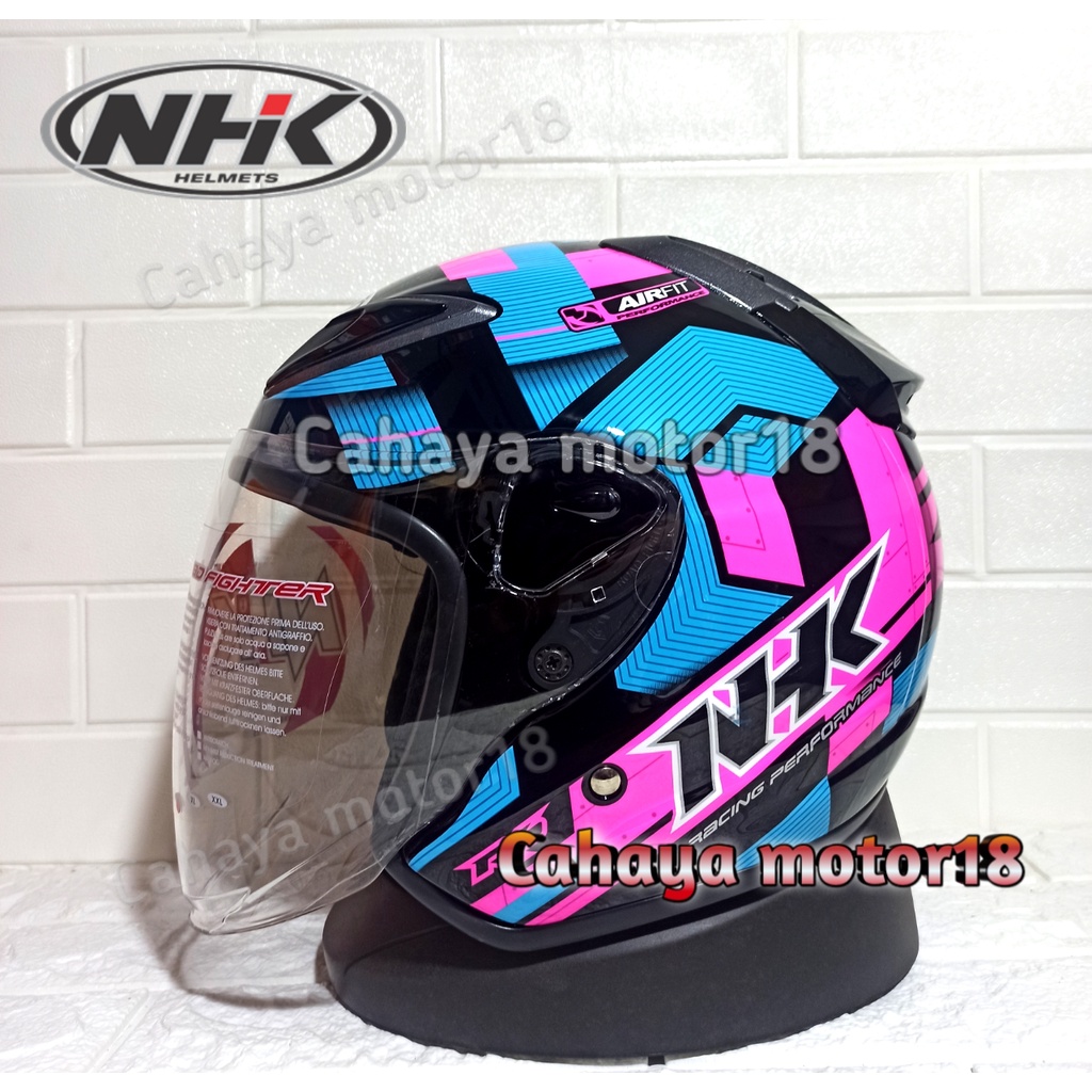 NHK R6 CUBE BLACK BLUE PINK HELMET | Shopee Singapore