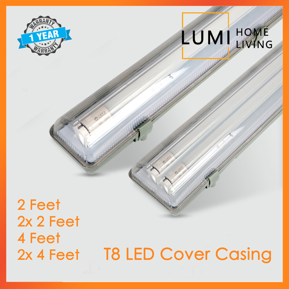 LED T8 Tube Casing Holder Cover 2FT 4FT Double Tube Casing White ...