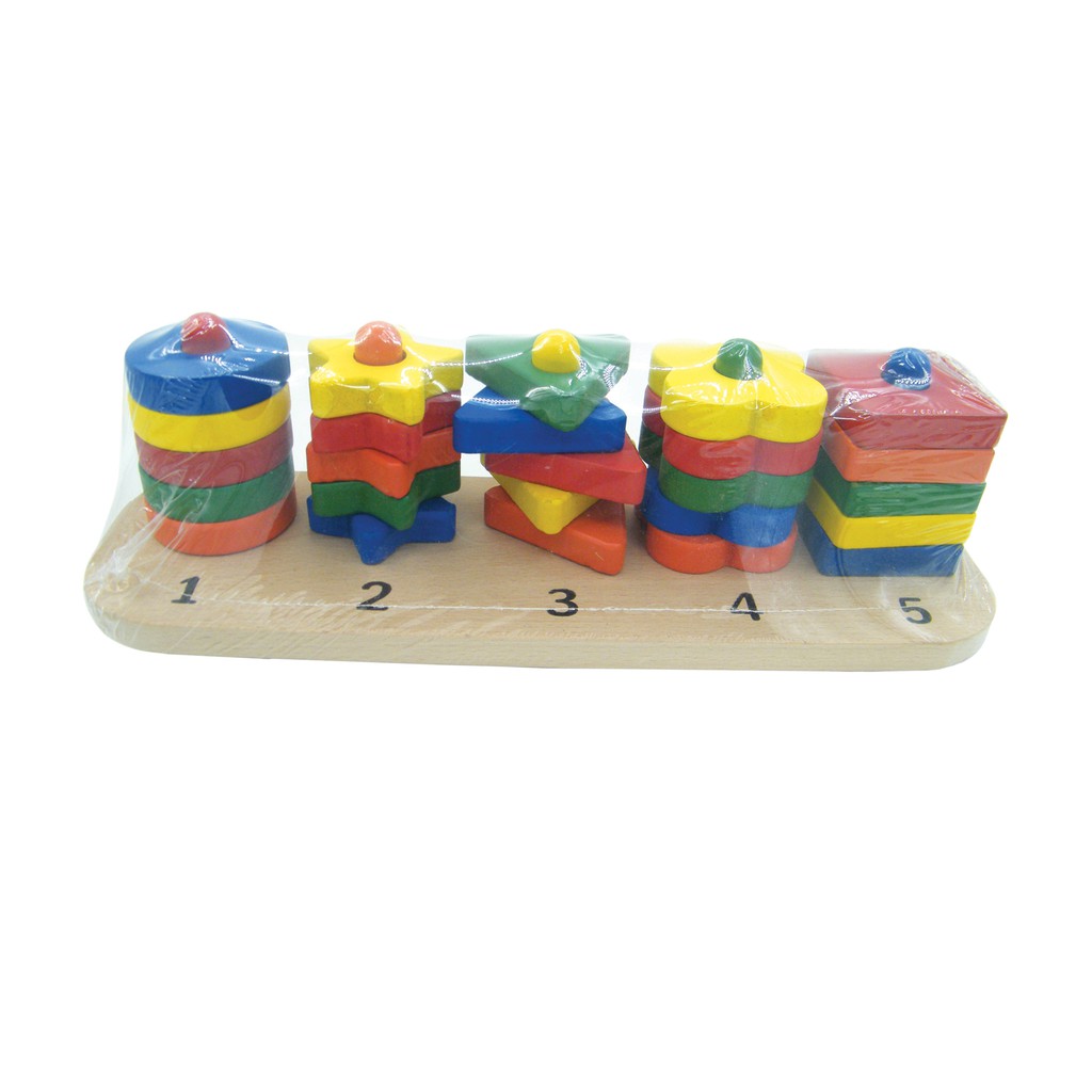Wooden Gemetric Shape Stacking Toy | Shopee Singapore