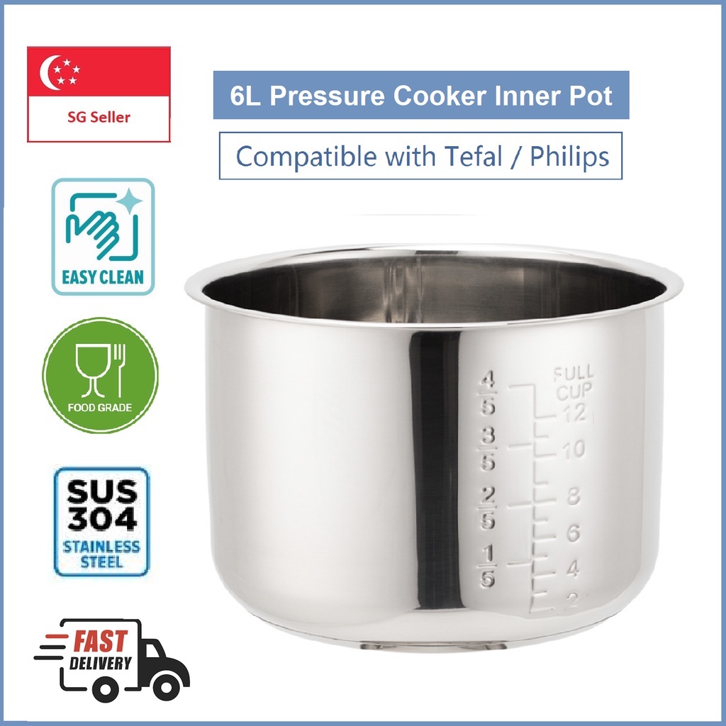 6L Tefal Philips compatible Stainless Steel Inner Pot Philips HD2137 HD2139 Tefal CY601