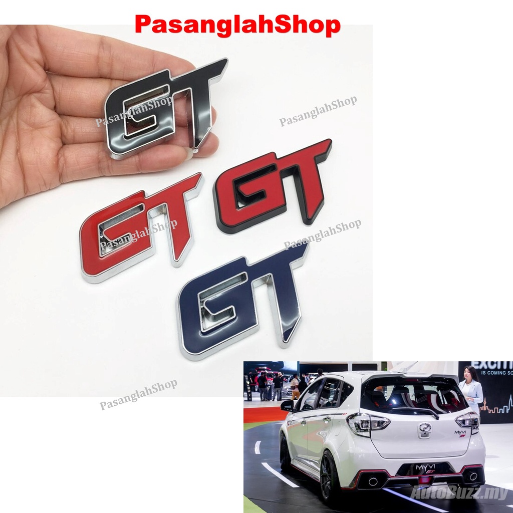 Car styling 3D Metal GT Badge Emblem Car Body Sticker For Perodua Myvi ...