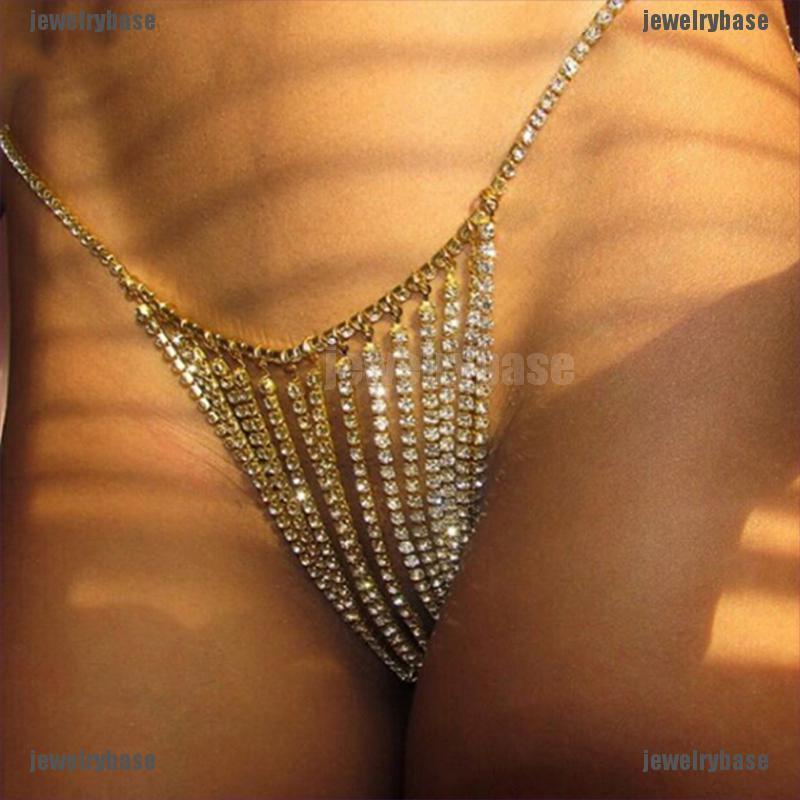 [Base] Sexy Chain Body Jewelry Waist Round Rhinestone Underwear Chain Crystal Thongs