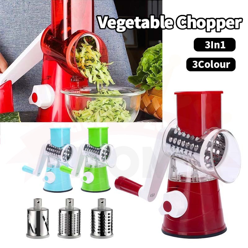 3 in 1 Tabletop Drum Grater, Manual Vegetable Cutter