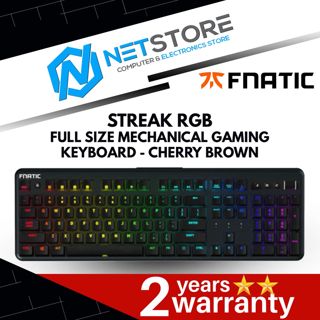 FNATIC GEAR STREAK RGB FULL SIZE GAMING KEYBOARD - CHERRY BROWN - FNC ...