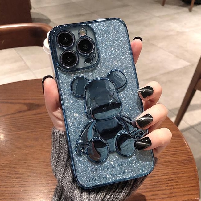 For iPhone 14Max14 13 12 11 Pro Max X/XS Xsmax 7Plus/8p Fashion Plating 3D Bear Soft Case