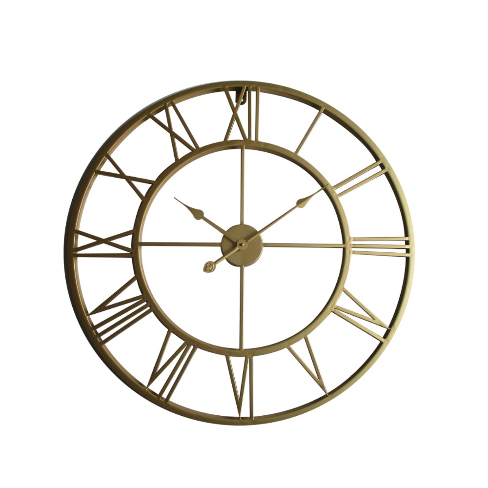 {SG} 40cm Wall Clock Metal Big Retro Gold Wall Clock Vintage Round