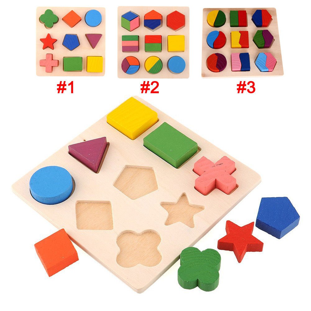 Kids Baby Wooden Learning Geometry Educational Toys Puzzle Montessori HCXM