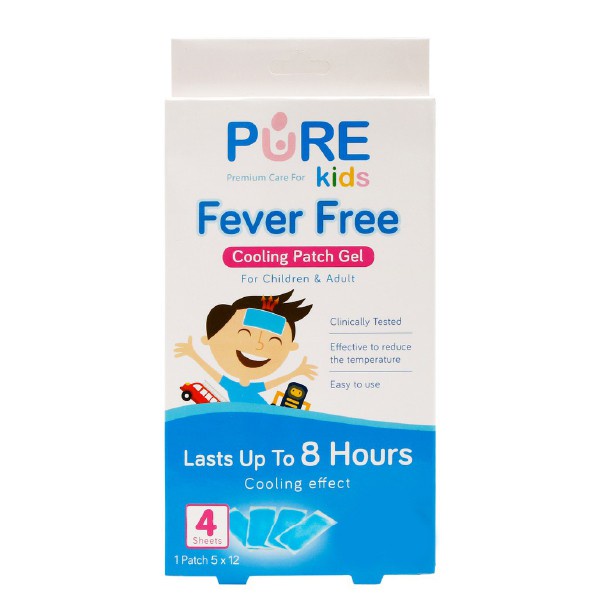 Pure Kids Kompres Pereda Demam Anak Fever Free Cooling Patch Gel - 4 Sheets / Suhu Tubuh badan Panas - Gambar 3
