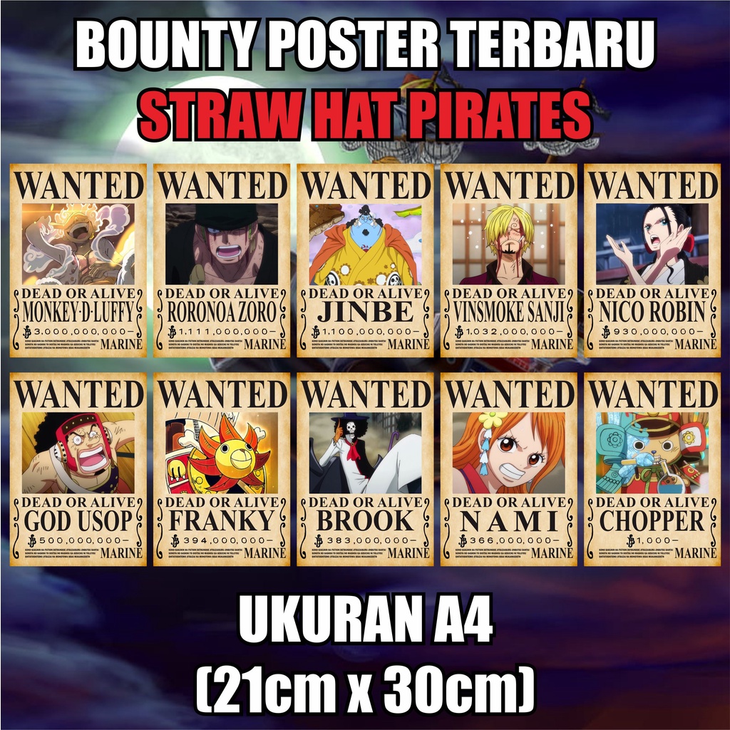 New Wanted Poster Bounty TERBARU (After Wanokuni) Anime Manga One Piece