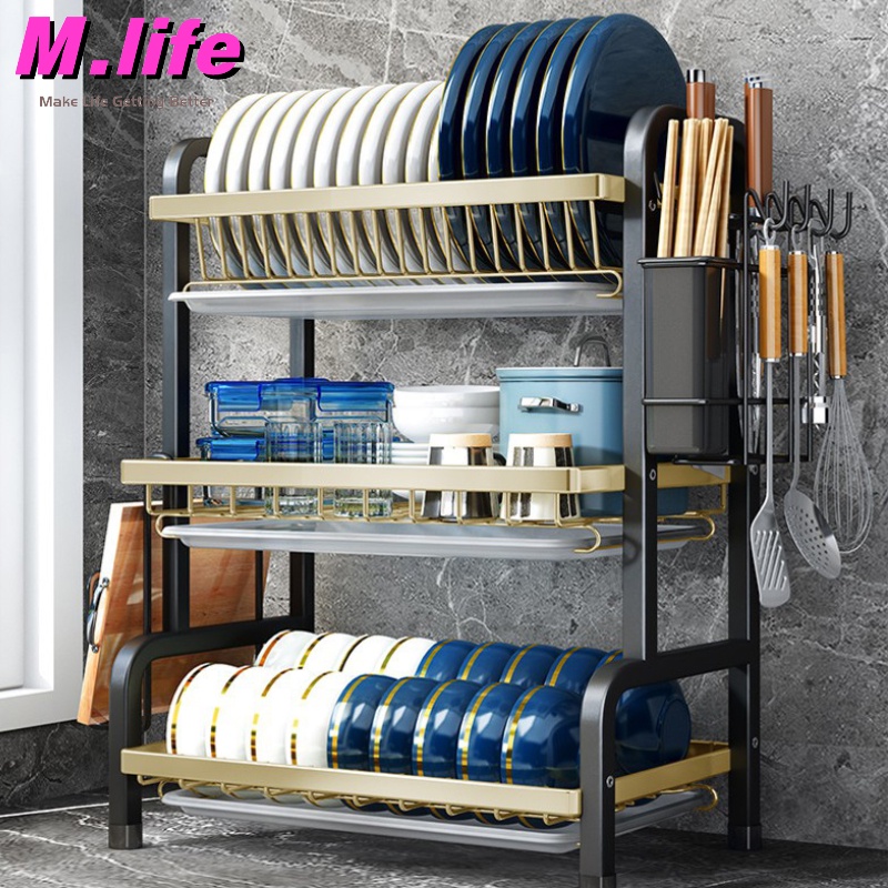 Dish rack stainless steel rak pinggan mangkuk Rak Dapur Rak Sinki Dish ...