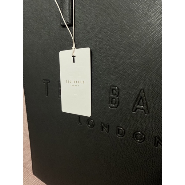 Ted Baker Large Crosshatch Leather Shopper Bag in Black