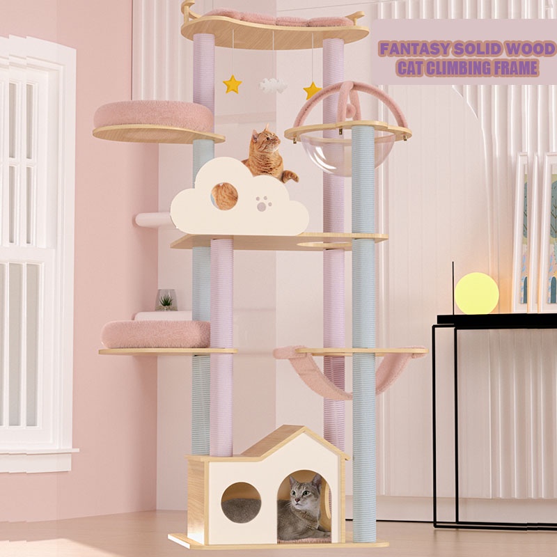Pazazz Cat condo Solid Wood Cat Climbing Rack Cat Nest Tree Integration ...