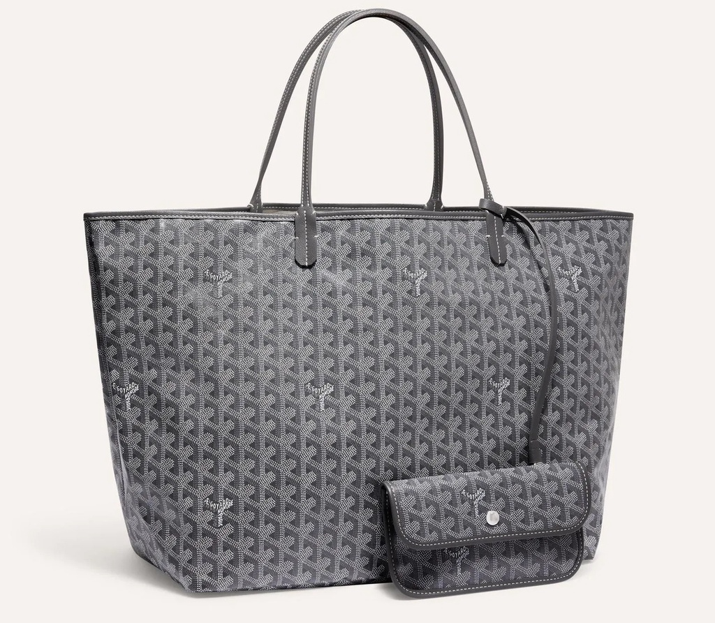 Goyard, Bags, Goyard Grey Goyardine Canvas And Chevroches Calfskin Saint  Louis Pm Tote