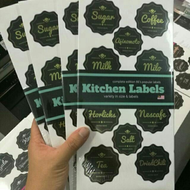 68 items stickers dapur, Kitchen labels, stickers waterproof 68pieces ...