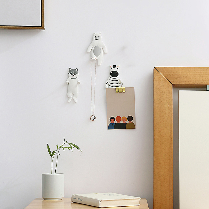 Creative Cute Cartoon Animal Shaped Sticky Hook Bag Key Holder Flexible ...