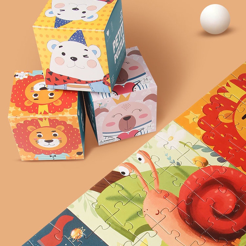 24PCS Jigsaw Puzzle Animal Puzzles Early Education Toys Goodie Bag Filler Children Day Gifts Birthday Gifts