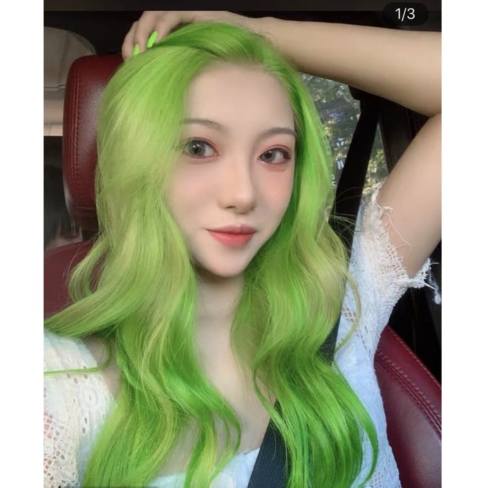 Yoky 70cm Women Long Hair Wig Heat Resistant Black Straight Hair Cosplay Wig Newest Grass Green 3651