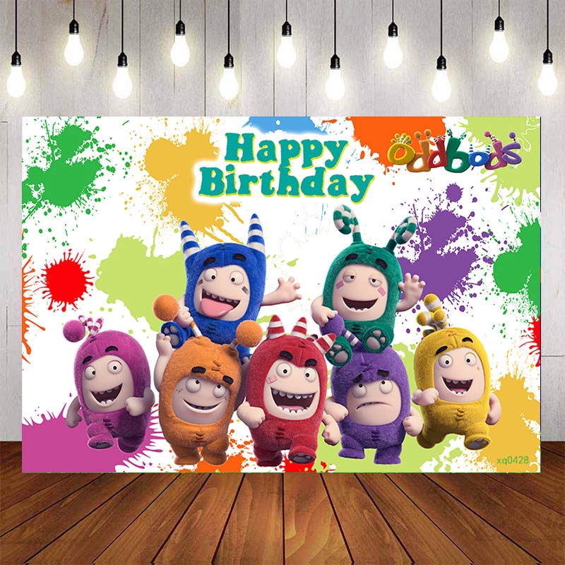 Happy Oddbods Photography Backgrounds Cartoon Kids 1st Birthday Party ...