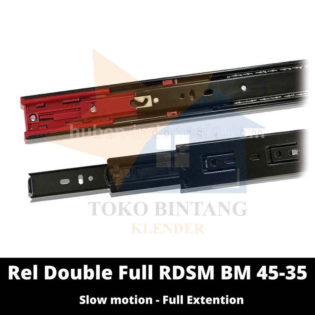 Huben RDSM-BM Double Full Slow Motion Drawer Rail 45 - 35cm (pcs ...
