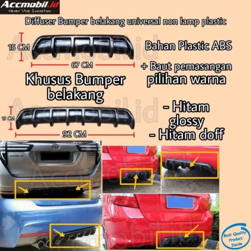 Universal Diffuser Rear bumper Car ABS Plastic non lamp 15x92 cm ...