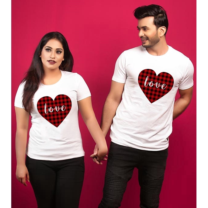 Couple Shirt Buffalo Plaid Love Valentine Day Couple T Shirt Couples Love T Shirts Lover Tee Valentine s Day Gift