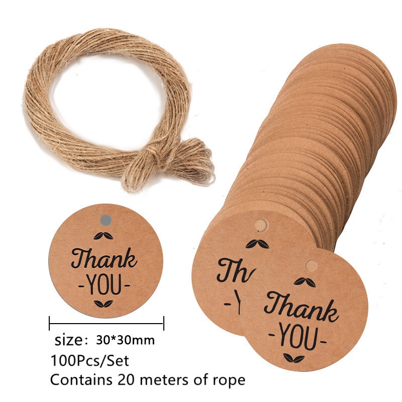 100pcs/Set (Contains Rope) Thank you with Red Heart Kraft Gift Tags ...