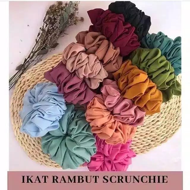 (DAPAT 2 PCS) Scrunchie Jumbo / Ikat Rambut / Cepol Hijab - Gambar 3