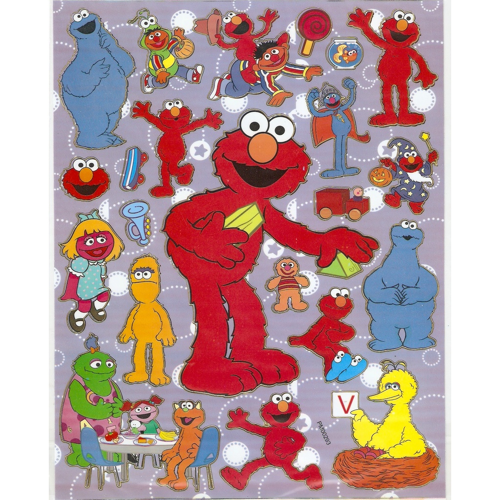 A4 Size Removeable Sticker Sesame Street Elmo & Friends Cartoon ...