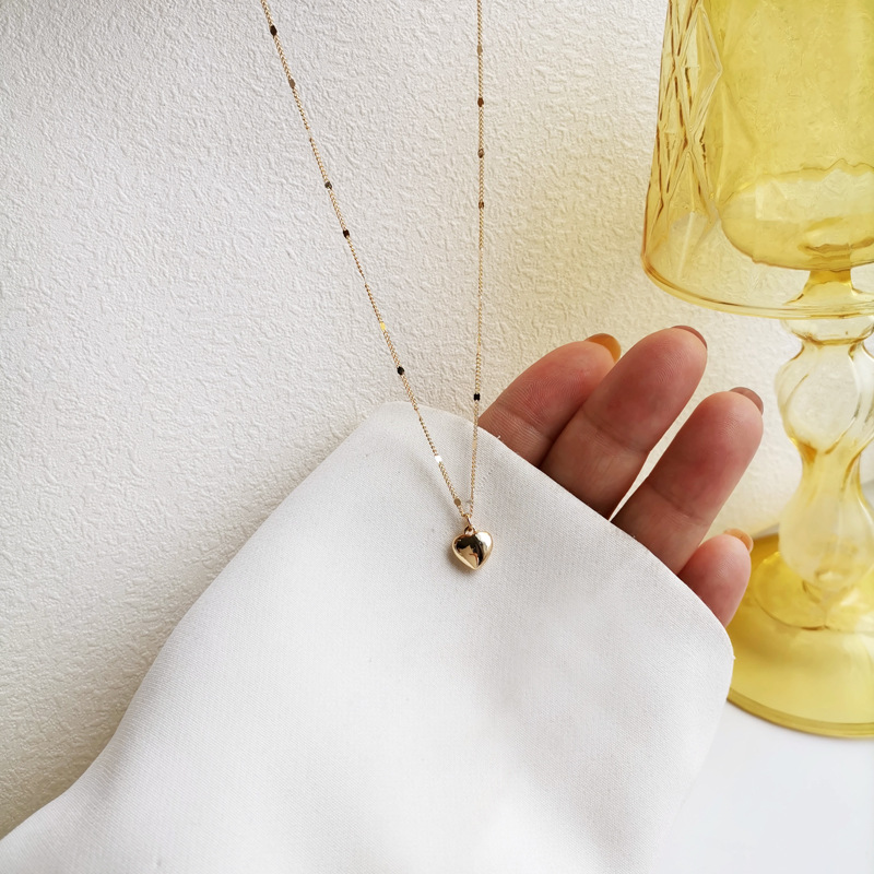 #100% Original# Fashion Necklace Jewelry Korean Women Alloy Gold Heart Pendant Necklace