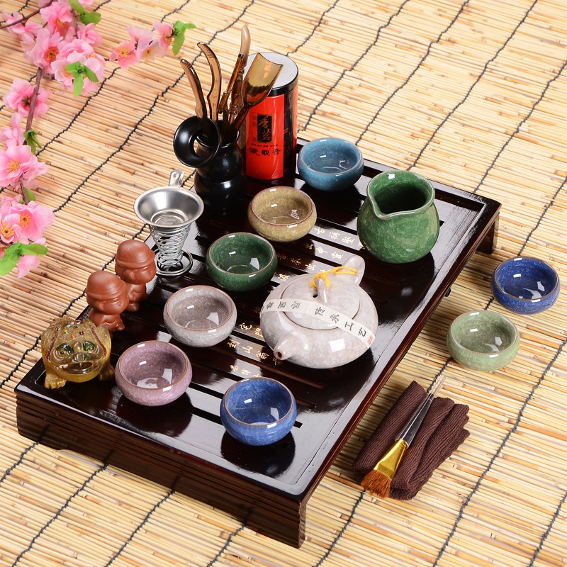 Tea Set Good Quality Tea Cup Teapot Chinese Ceramic Tea Set Wooden Tea