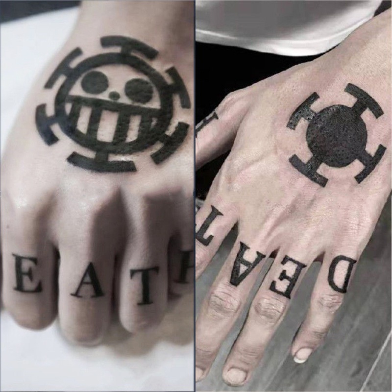 Anime One Piece Tattoo Stickers Trafalgar D Water Law Tattoos Cosplay Accessory Shopee Singapore
