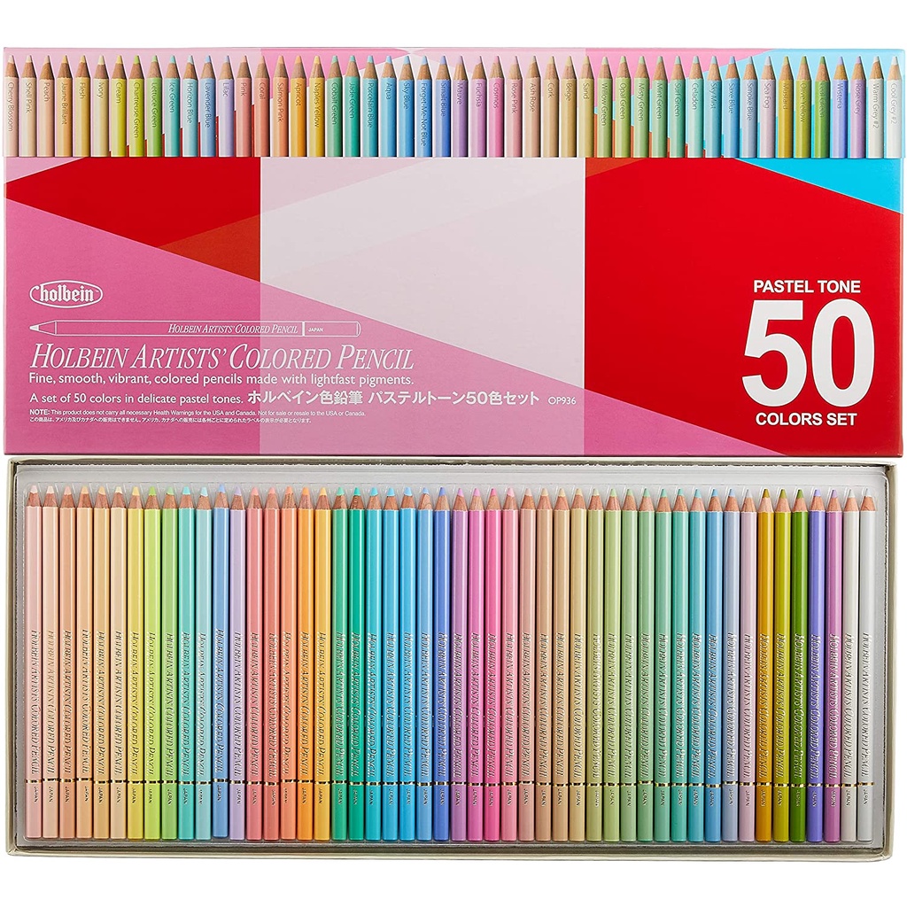 Holbein Artists Pastel Tone | 50 Colored Pencils Set OP936