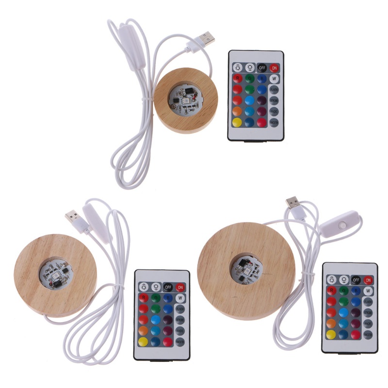 UU Resin Art Display Wood LED Adjustable Display Base 12 Colors RGB LED ...