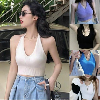 Kpop Korea Sexy Cross Vest Crop Tops Women Nightclub Knitted Off Shoulder  Solid Backless Tank Tops Halter Hot Girl Slim Camisole - AliExpress