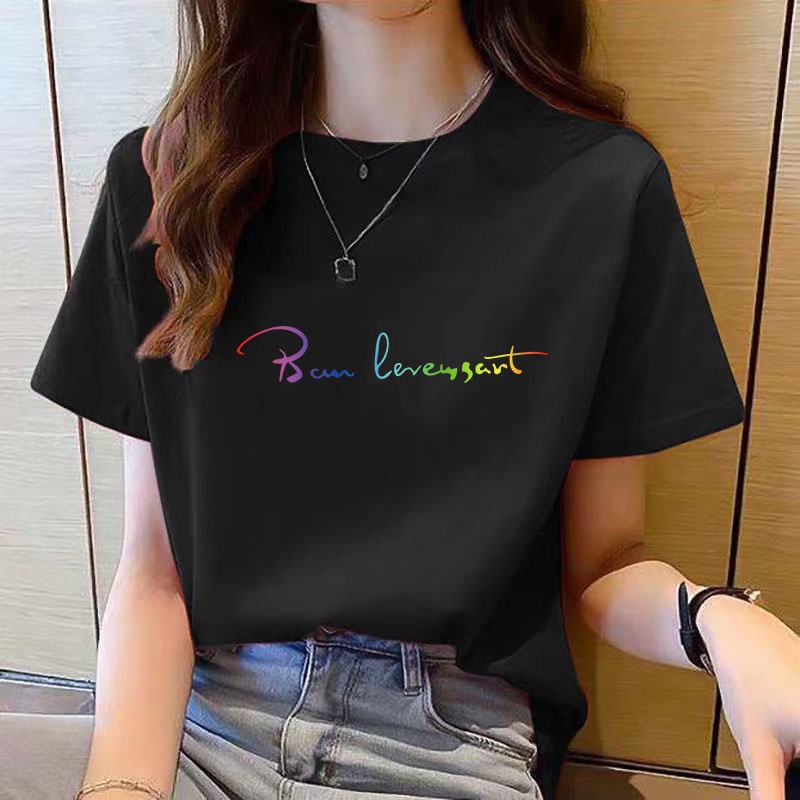女裝时尚上衣短袖Short Sleeve T-shirt Woman Clothing Summer New Cartoon Print T-shirt Round Neck Korean Style Women T-shirt Loose Casual Plus Size Top