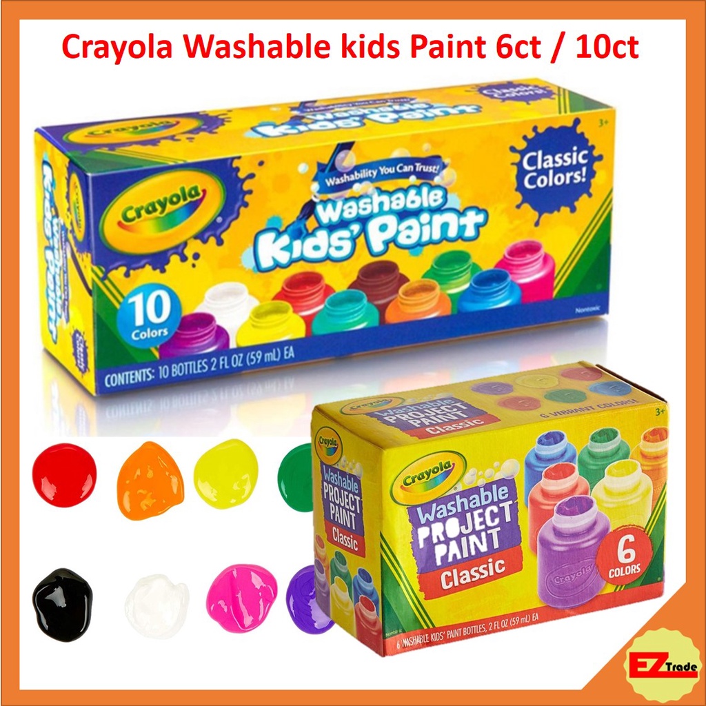 CRAYOLA PAINT WASHABLE FOR KIDS 2OZ 6CT / 10CT, Multicolor, 541204 / 541205