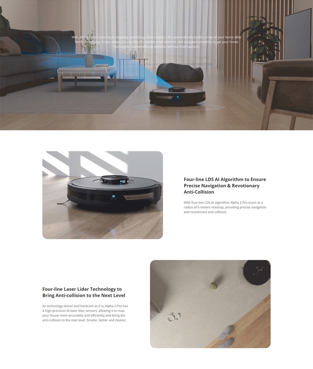 Viomi Alpha 2 Pro LDS Robot Vacuum Mop Cleaner with Auto Dumping System