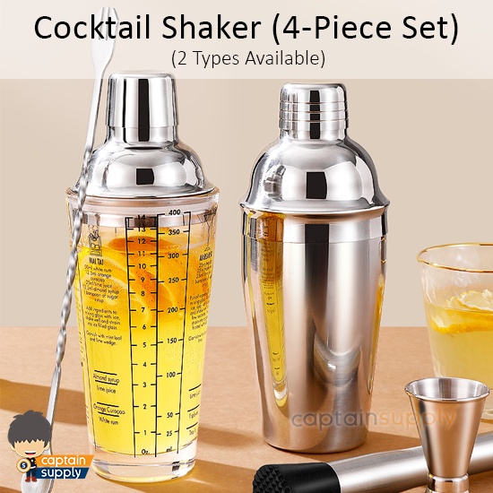 Glass / Stainless Steel Cocktail Shaker (4Piece Set) Shopee Singapore