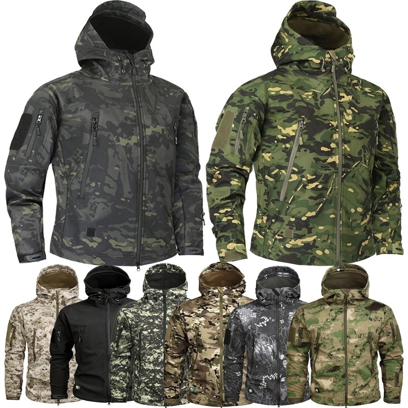 Men Shark Skin Soft Shell Military Tactical Jacket Army Fleece Clothing Multicam Camouflage Windproof Sweater
