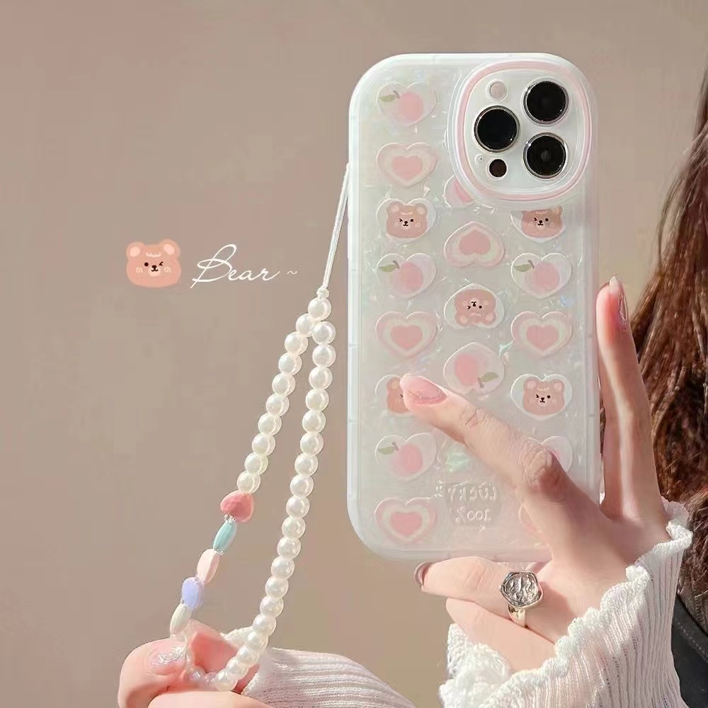 Love Peach Bear Shell Pattern Suitable For iPhone 13 13pro 13prm 11 7Plus 8Plus Xr XS 13 12 Pro MaxTPU Phone Case