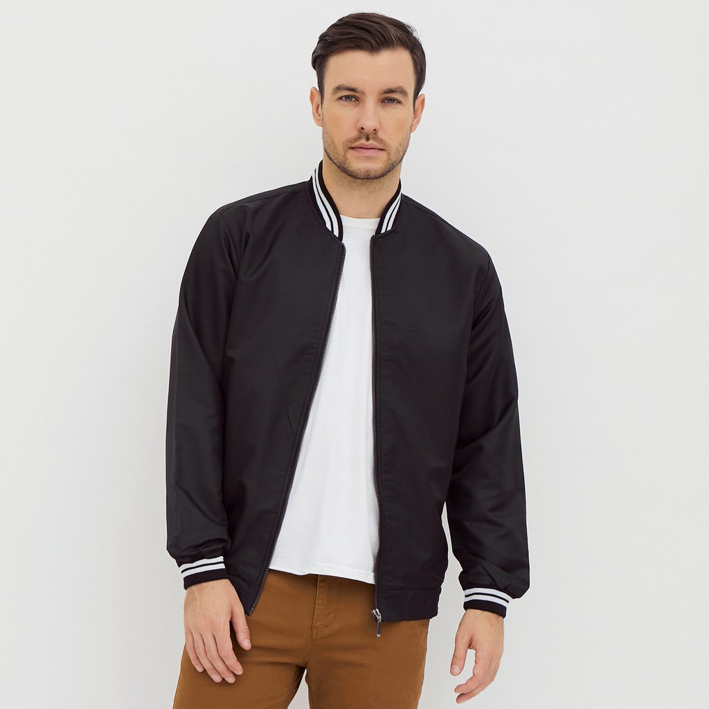 HITAM M231 Men's Bomber Jacket Taslan Long Black 2078B | Shopee Singapore