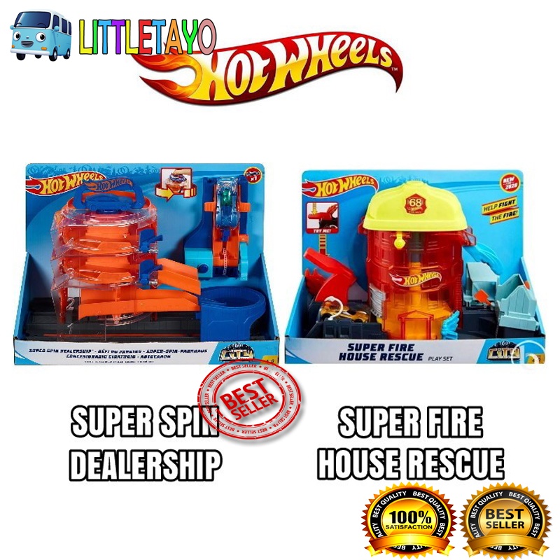 Hot Wheels Track City Super Fire House Rescue Super Spin