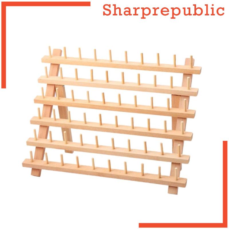 [SHARPREPUBLIC] 60 Spools Wooden Thread Rack Spool Holder Organizer ...