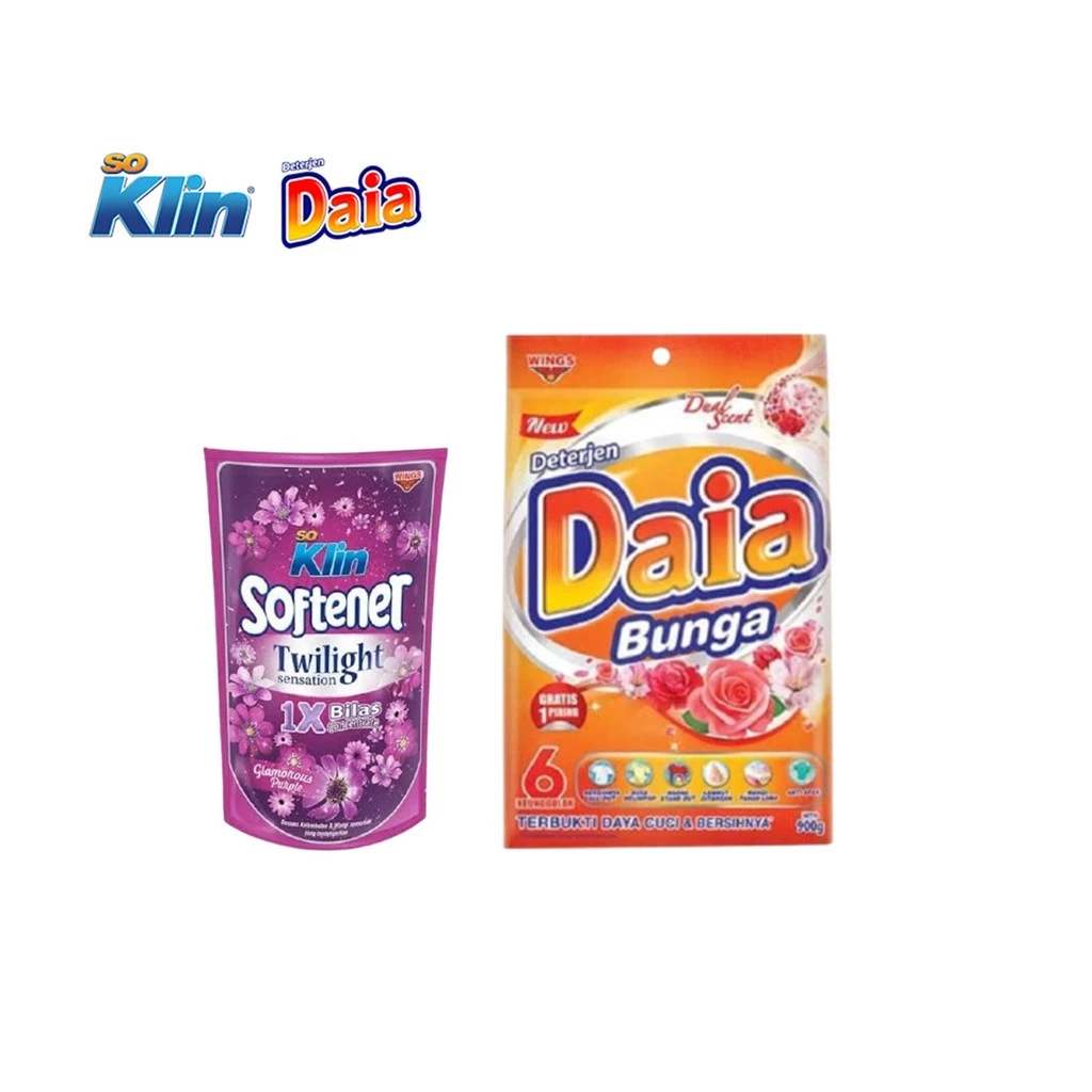 Softener Sekali Bls Violet Pouch + Powder Detergent Daia Bunga Bag - Paket Pakaian Wangi & Bersih 6 - Gambar 3