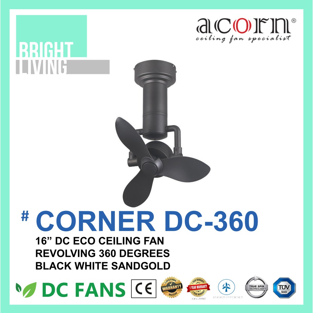 Acorn Corner DC360 16 Inch Eco Ceiling Fan + Remote Control Shopee