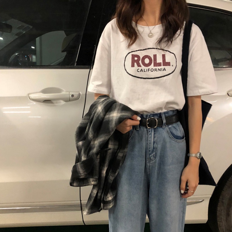 4 sizes M-2XL simple letter printing summer 2021 jacket chic printed slim niche design short sleeve T-shirt women's clothing