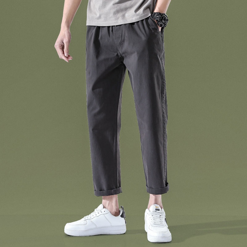 Men Pants Korean Ankle Pants Casual Long Pants Summer Slim Fit Trousers ...