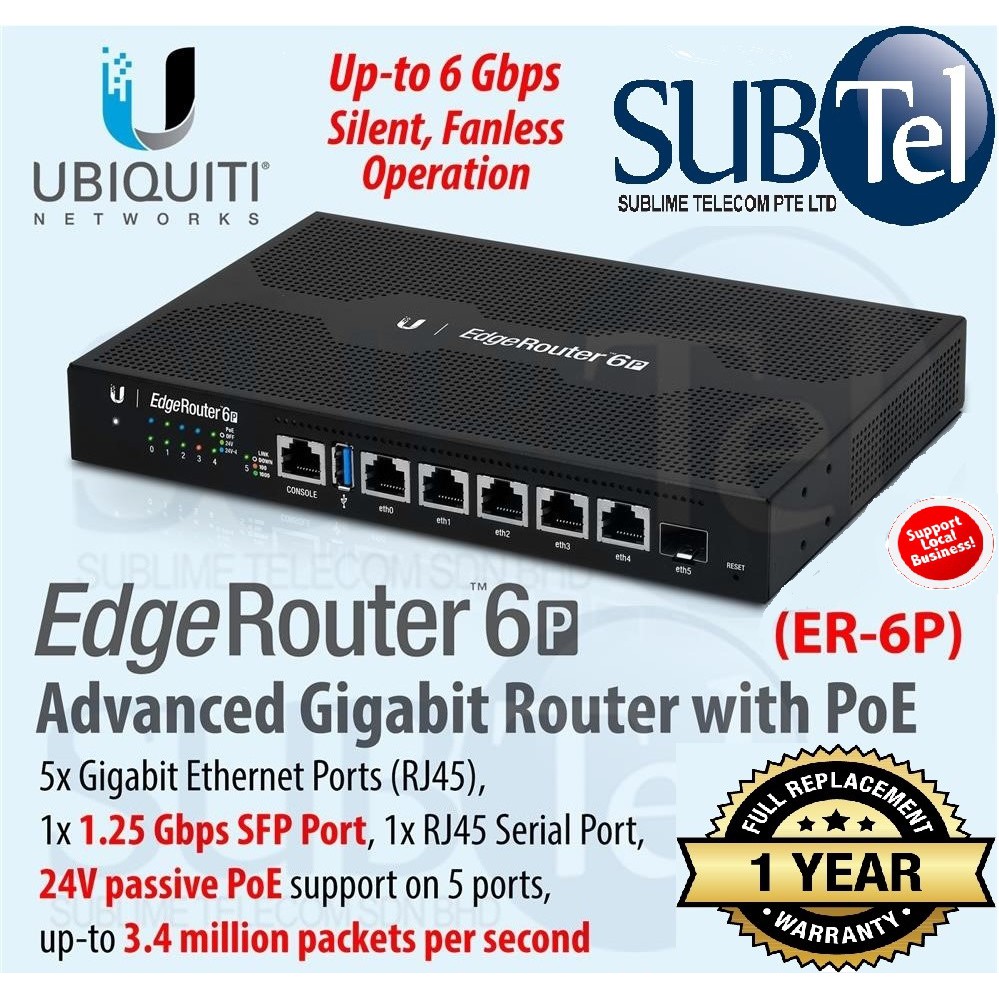 ER6P Ubiquiti EdgeRouter 6 PORTS EdgeMax UISP Edge OS Series Router